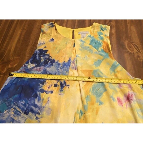 H&M Midi Summer Dress Sz 12 Floral Yellow Purple Sleeveless Cottagecore - Picture 10 of 16